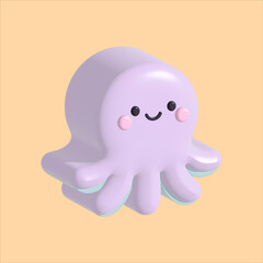 Friendly Pastel 3D Octopus