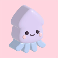 Playful Pastel 3D Squid