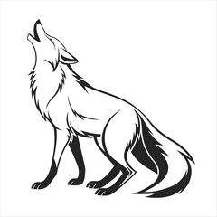 black silhouette of a fox vector, ai generator