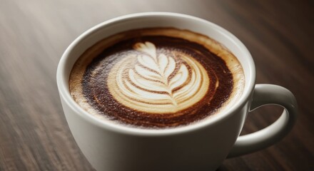 Latte art on a white mug