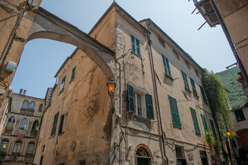 Ancient colored houses in the f Finalborgo
