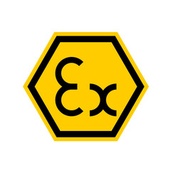 Anti-deflagration symbol sign hexagonal 
