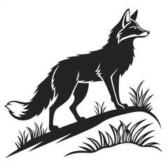 black silhouette of a fox vector, ai generator