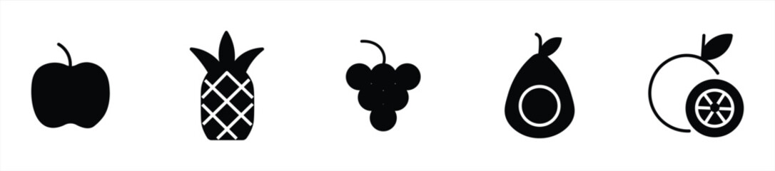 fruits icons vector illustration. icons bundle isolated on white background. Editable stroke.
