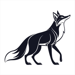 black silhouette of a fox vector, ai generator