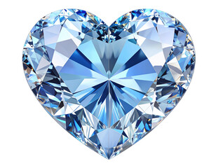 Brilliant Heart-Shaped Diamond Gem with Faceted Cut, Realistic Light Refraction, Isolated on Transparent Background