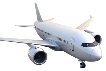 Obraz premium White passenger jet aircraft isolated on white background with wings and engines