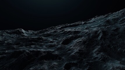 Naklejka premium Dark heavily cratered ancient terrain with rough textures under dim lighting