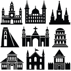 Fototapeta premium World Religious and Cultural Architecture Vector Icon Set