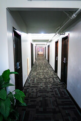 Long corridor in a hotel or apartment building