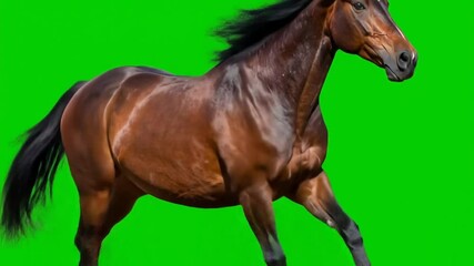 Horse running green screen