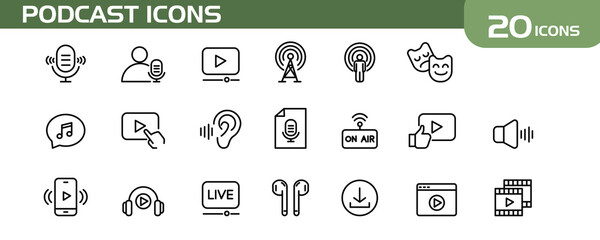 PODCAST LOGO VECTOR ICON LINEART
