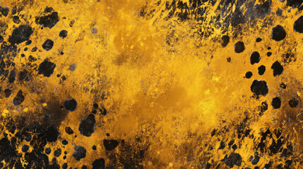 Abstract art background with vibrant yellow and black splashes and textured paint splatter design