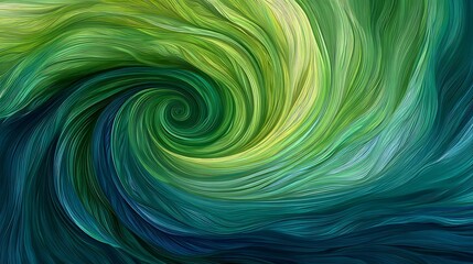 An Abstract Green and Blue Swirl of Fluid Motion and Energy