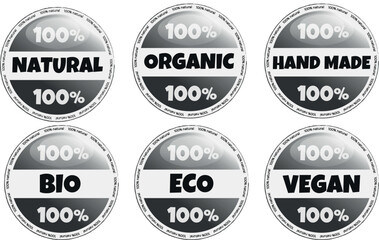 Black and white labels, stickers, stamps, for packaging. Vector illustration