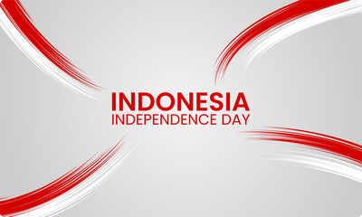 Modern abstract brush style indonesia independence day background with red white pattern