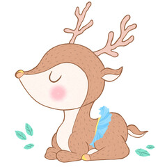 Cute Reindeer Illustration with Angel Wings