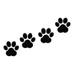 Dog strolling with clear paw footsteps Vector silhouette
