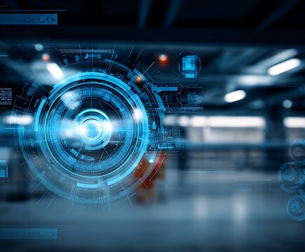 Futuristic technology interface in a digital space