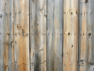 Close-up of weathered wooden fence panels with natural grain texture and rustic aged appearance