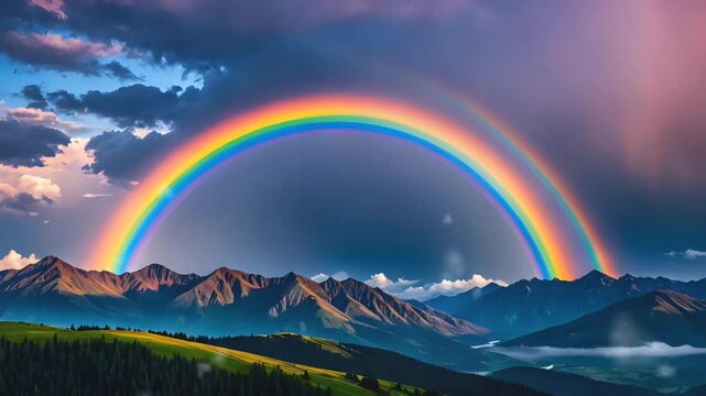 rainbow over the mountains - Powered by Adobe