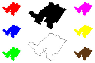 Rehovot city (State of Israel, Central District) map vector illustration, scribble sketch Rehovot map