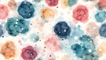 Watercolor polka dot seamless texture with hand-painted brush strokes in pastel, natural tones. Perfect for fabric prints, stationery designs, and various craft projects.