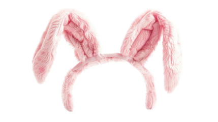 Cute pink bunny ears headband on transparent background perfect for Easter celebrations, costume parties, or playful dress-up occasions