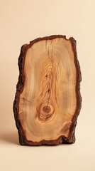 Wooden tree cross-section with bark and cracks