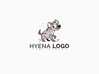 Clean cartoon hyena head logo vector in black and white. Ideal for zoo-themed baby branding, sticker packs, animal books, and educational children&rsquo;s materials.

