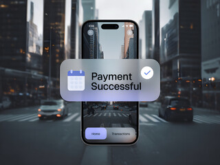 Bubble notification payment successful on a cellphone graphics