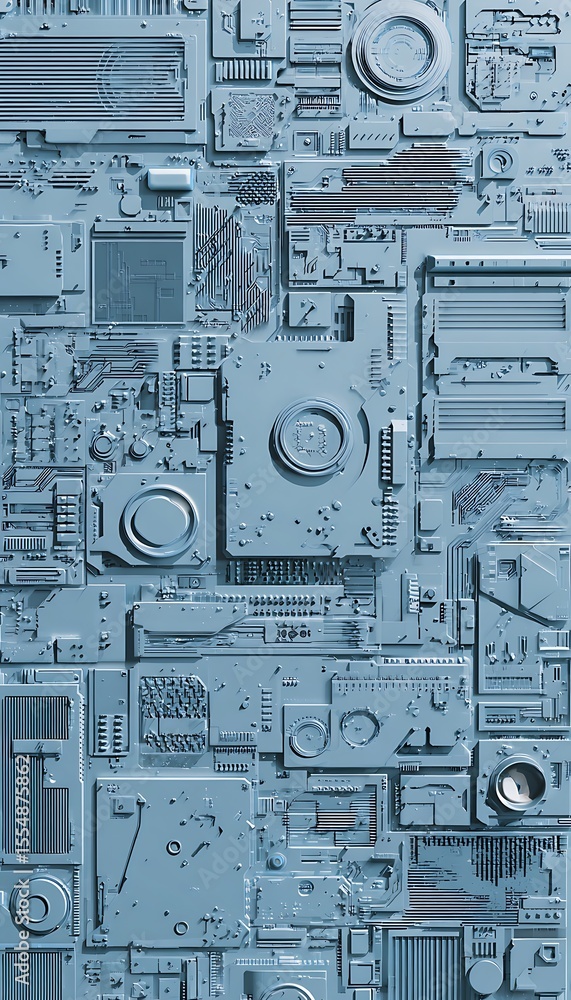 Poster monochromatic tech abstract design complex patterns
