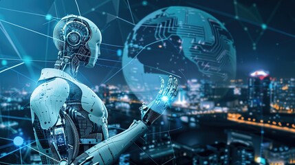 A Visual Odyssey into the Confluence of Worldwide Connectivity and AI Innovations. Behold Scenes of AI - powered Global Trading Hubs, Cross - border AI Research Collaborations, and AI - enabled