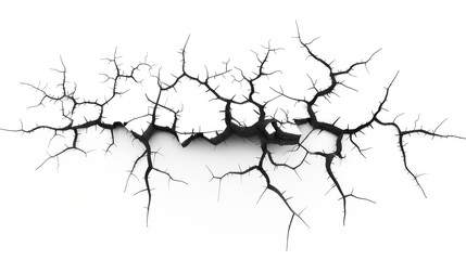Obraz premium Cracked surface with intricate patterns on a transparent background suitable for design projects