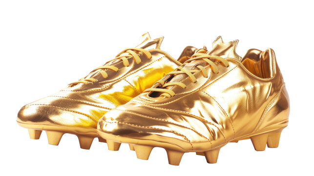 Golden soccer cleats on a transparent background showcasing a stylish design for performance on the field