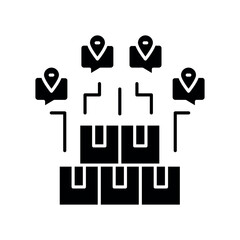 route optimization for delivery services black flat icon for digital and print projects.