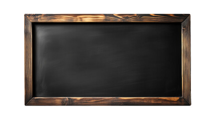 A blank blackboard with a burnt frame on a transparent background
