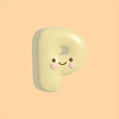 Cute Pastel 3D Alphabet Letter P