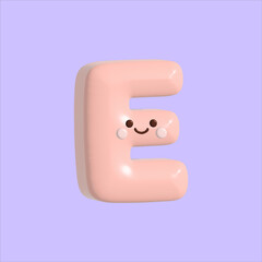 Cute Pastel 3D Alphabet Letter E