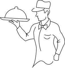 Outline Waiter Serving Tray