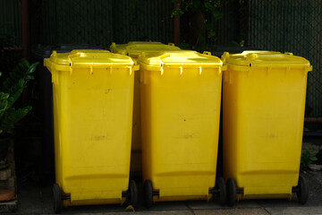 yellow trash can