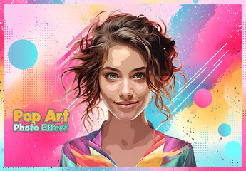 Colorful Pop Art Photo Effect Mockup
