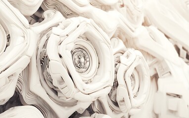 Abstract glossy white organic layered forms