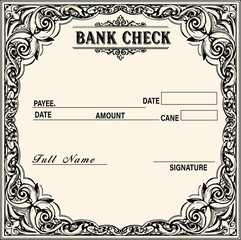Vintage bank check design Template