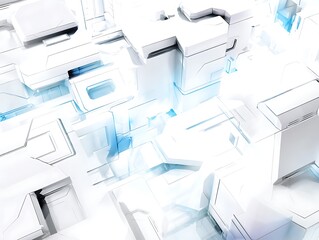 Abstract futuristic city white and blue