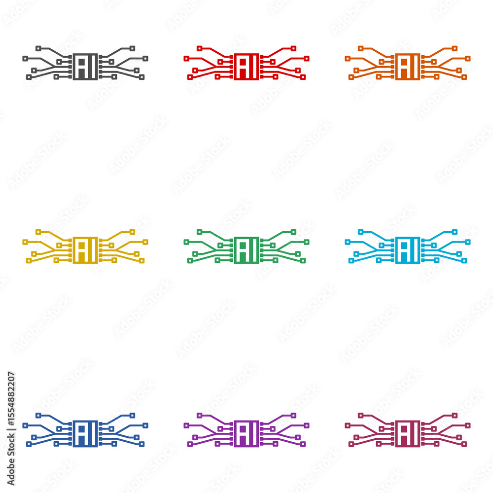 Aufkleber ai processor icon isolated on white background. set icons colorful