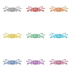 AI Processor icon isolated on white background. Set icons colorful