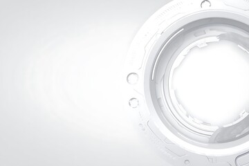 Futuristic white technological interface with clean backdrop
