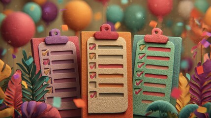 Job checklist for hr professionals office environment graphic illustration colorful celebration concept