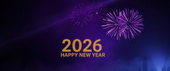 Obraz premium Celebrating the arrival of 2026 with vibrant fireworks illuminating the night sky on a Happy New Year.